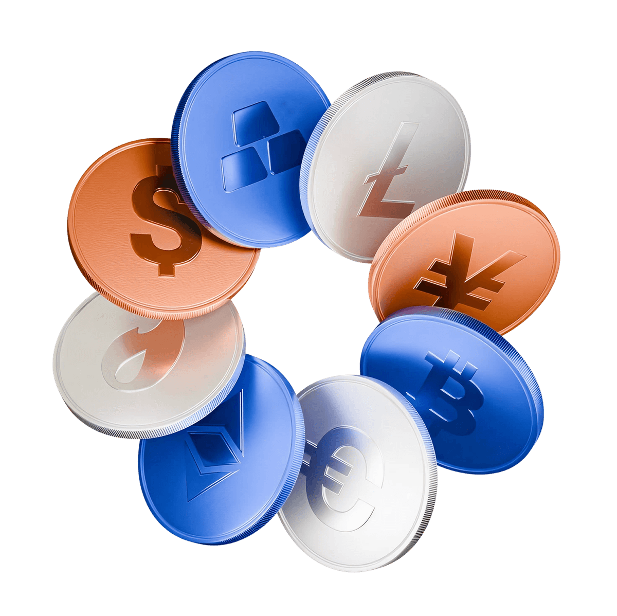 Fiat and crypto currency coins